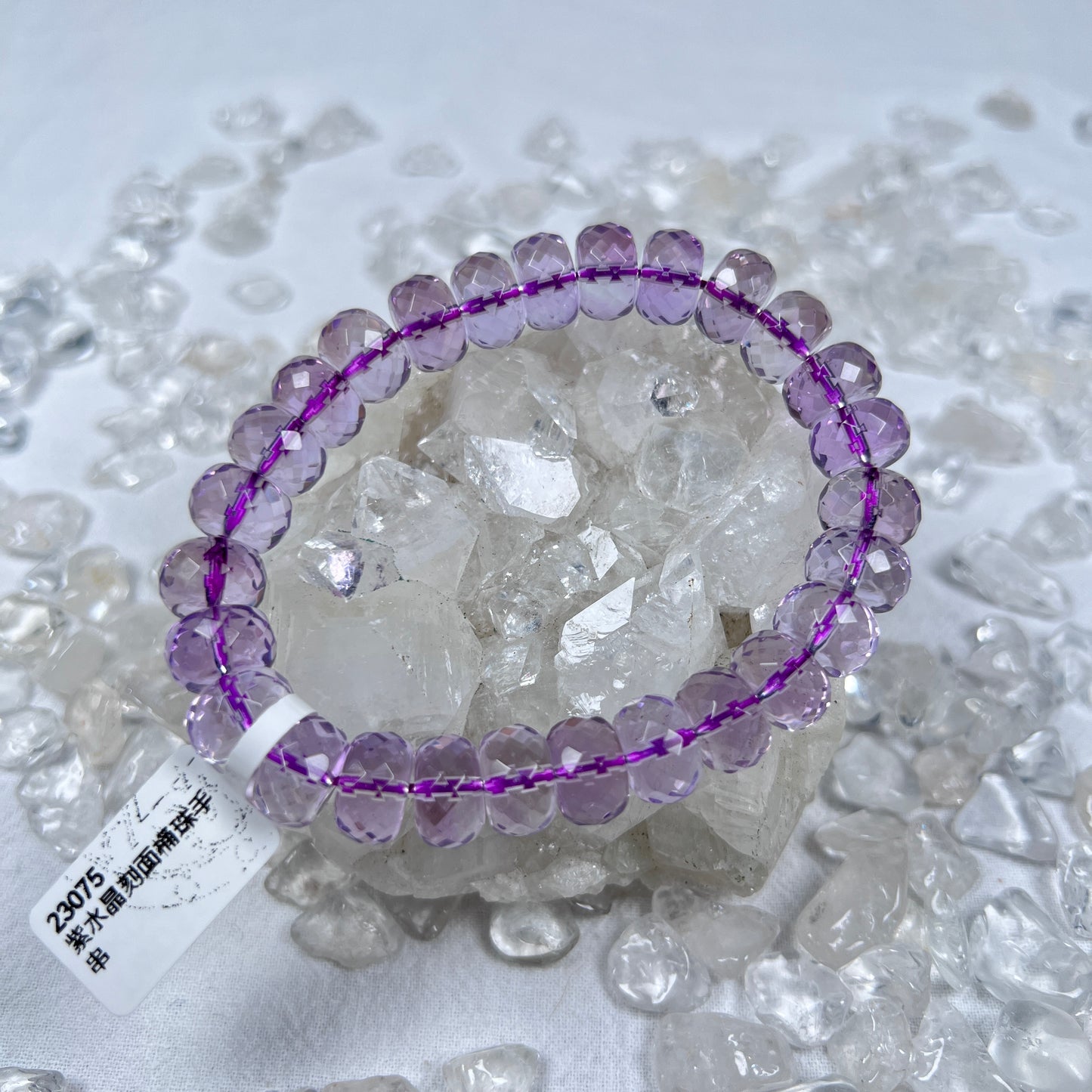 紫水晶刻面桶珠手串-11mm+