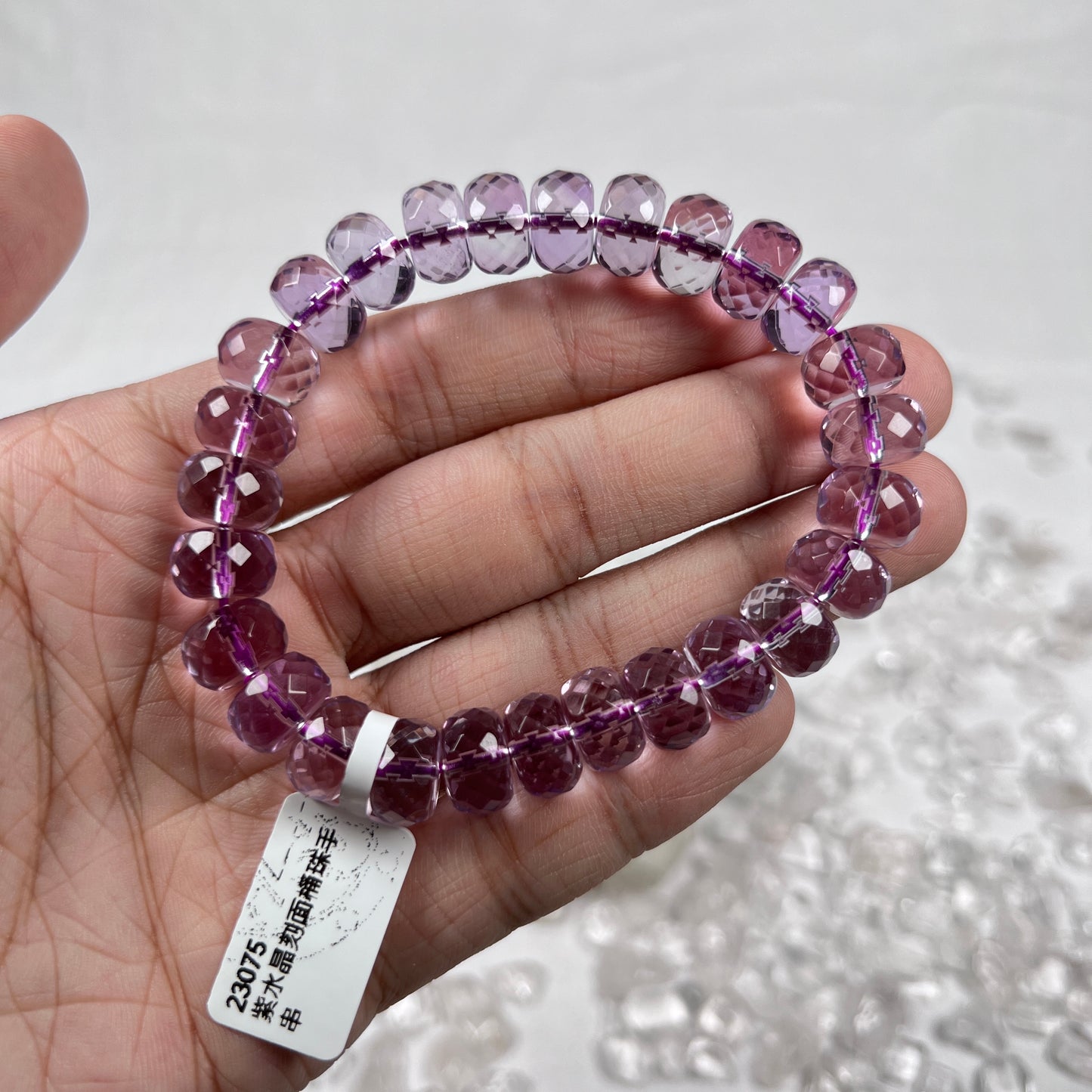 紫水晶刻面桶珠手串-11mm+